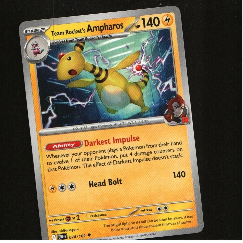 Team Rockets Ampharos Pokemon Card 074 182 Reverse Holo Light Pokémon